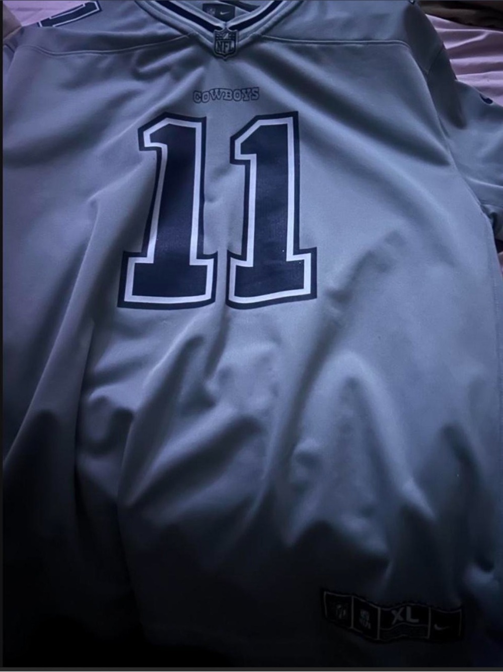 NFL Grey and Navy V-Neck Football Jersey